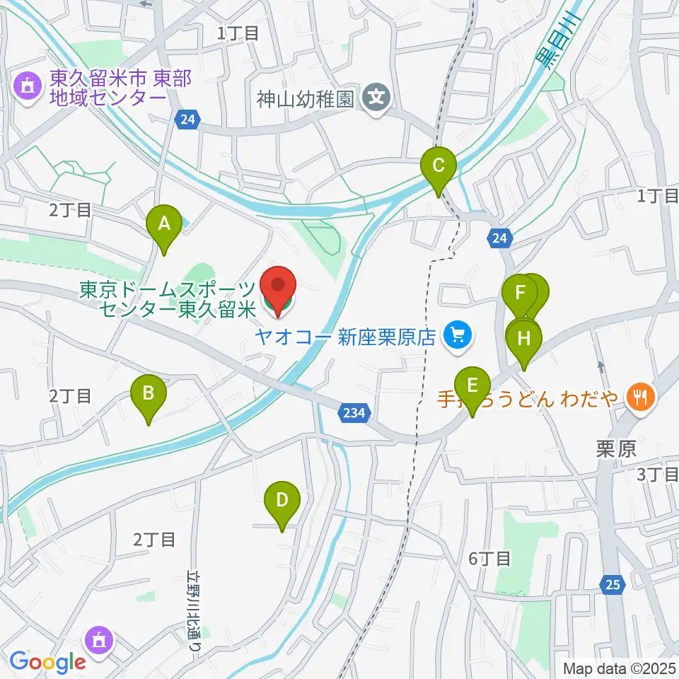 東久留米市スポーツセンター周辺の駐車場・コインパーキング一覧地図