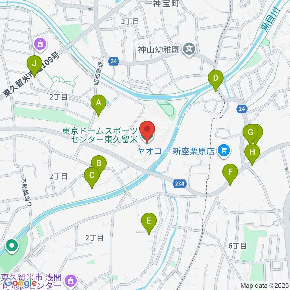 東久留米市スポーツセンター周辺の駐車場・コインパーキング一覧地図