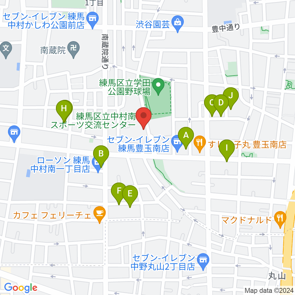 練馬区立中村南スポーツ交流センター周辺の駐車場・コインパーキング一覧地図