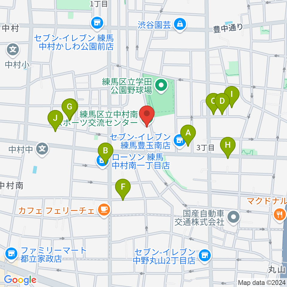 練馬区立中村南スポーツ交流センター周辺の駐車場・コインパーキング一覧地図