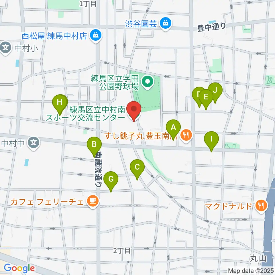 練馬区立中村南スポーツ交流センター周辺の駐車場・コインパーキング一覧地図
