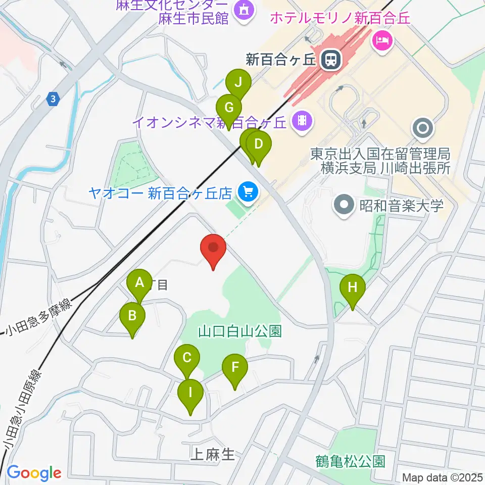川崎市麻生スポーツセンター周辺の駐車場・コインパーキング一覧地図