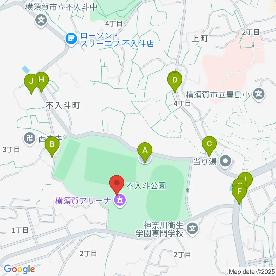 横須賀アリーナ周辺の駐車場・コインパーキング一覧地図