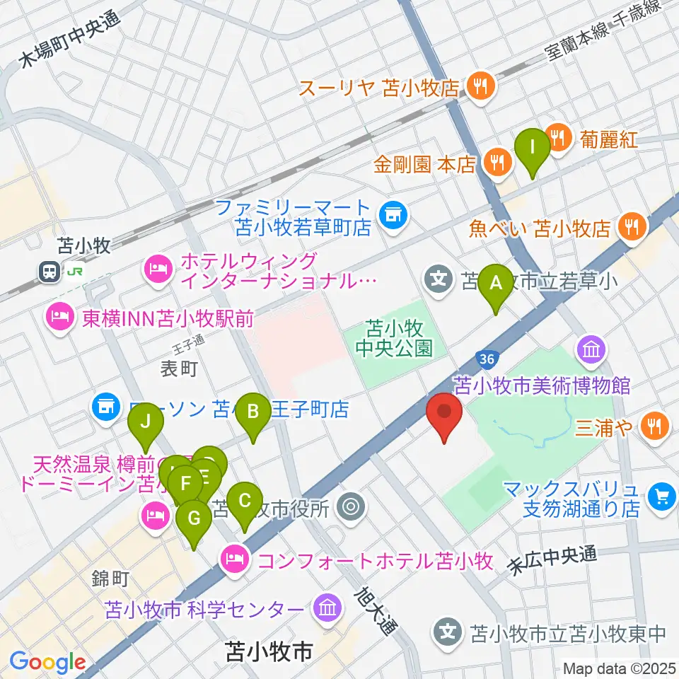 苫小牧市総合体育館周辺の駐車場・コインパーキング一覧地図