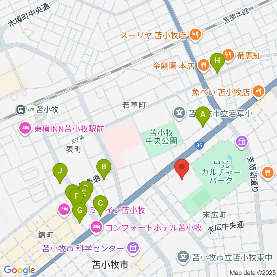 苫小牧市総合体育館周辺の駐車場・コインパーキング一覧地図