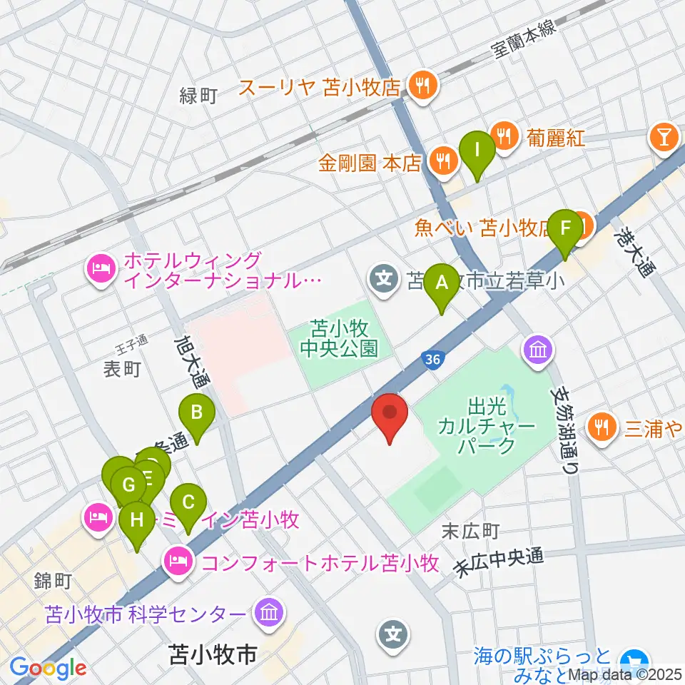 苫小牧市総合体育館周辺の駐車場・コインパーキング一覧地図