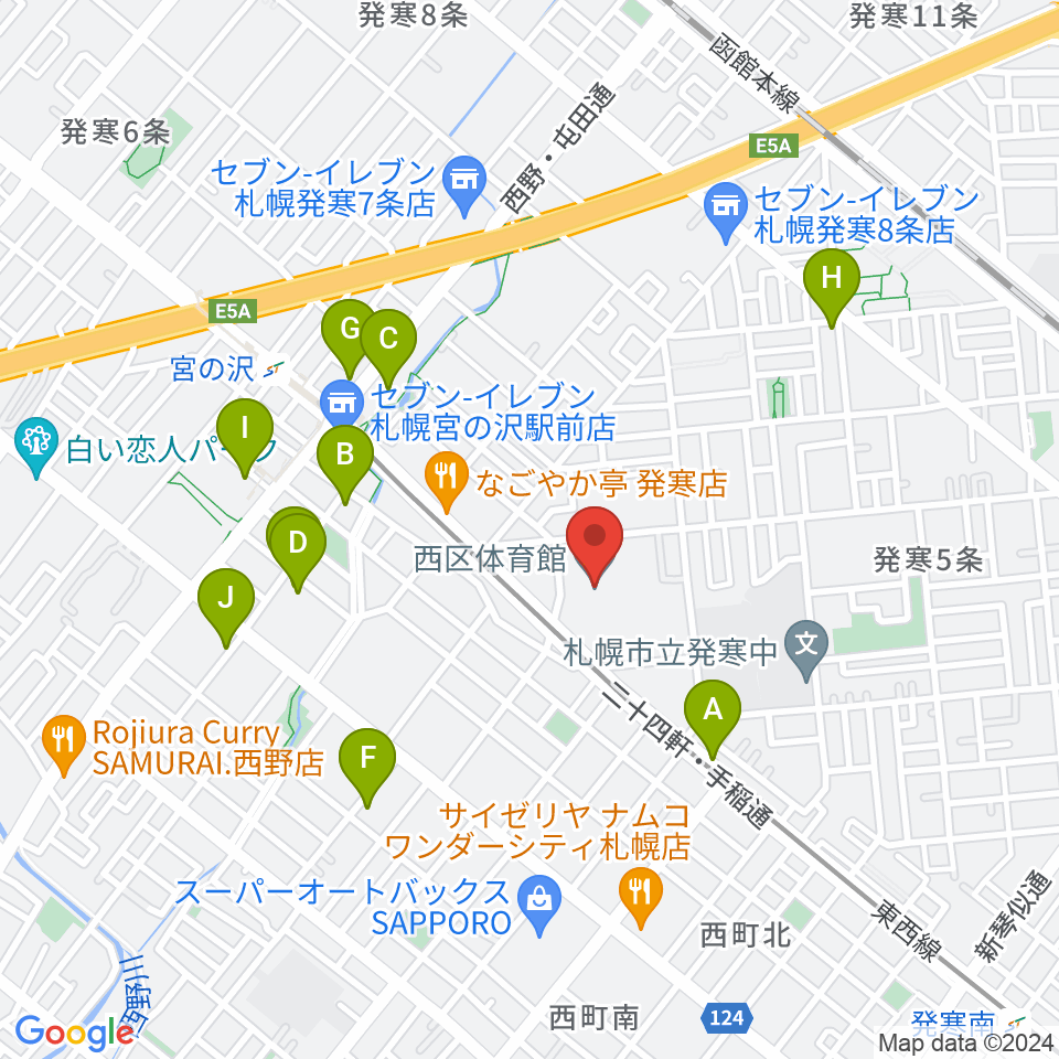 札幌市西区体育館・温水プール周辺の駐車場・コインパーキング一覧地図