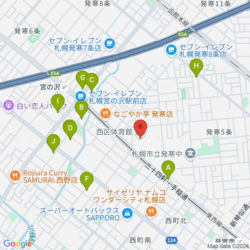 札幌市西区体育館・温水プール周辺の駐車場・コインパーキング一覧地図