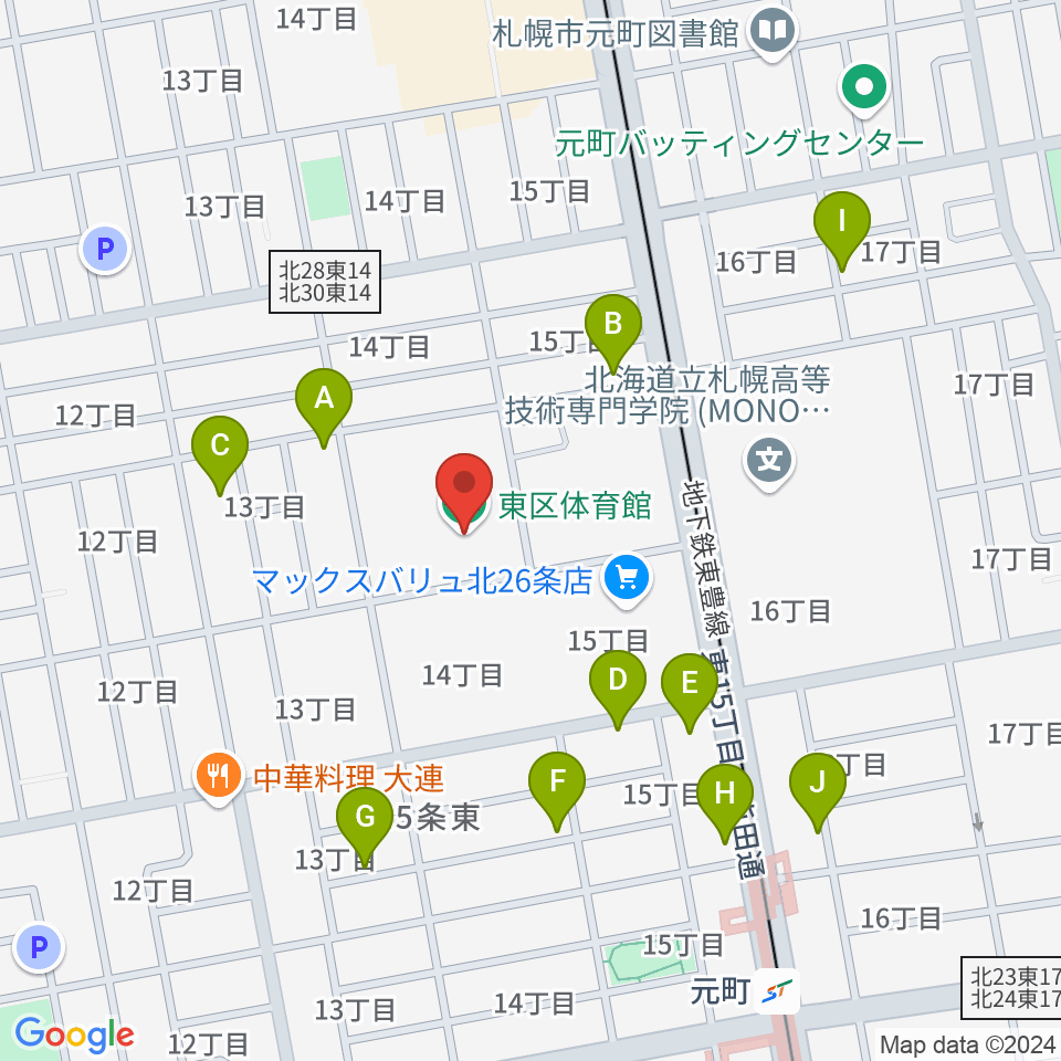 札幌市東区体育館周辺の駐車場・コインパーキング一覧地図