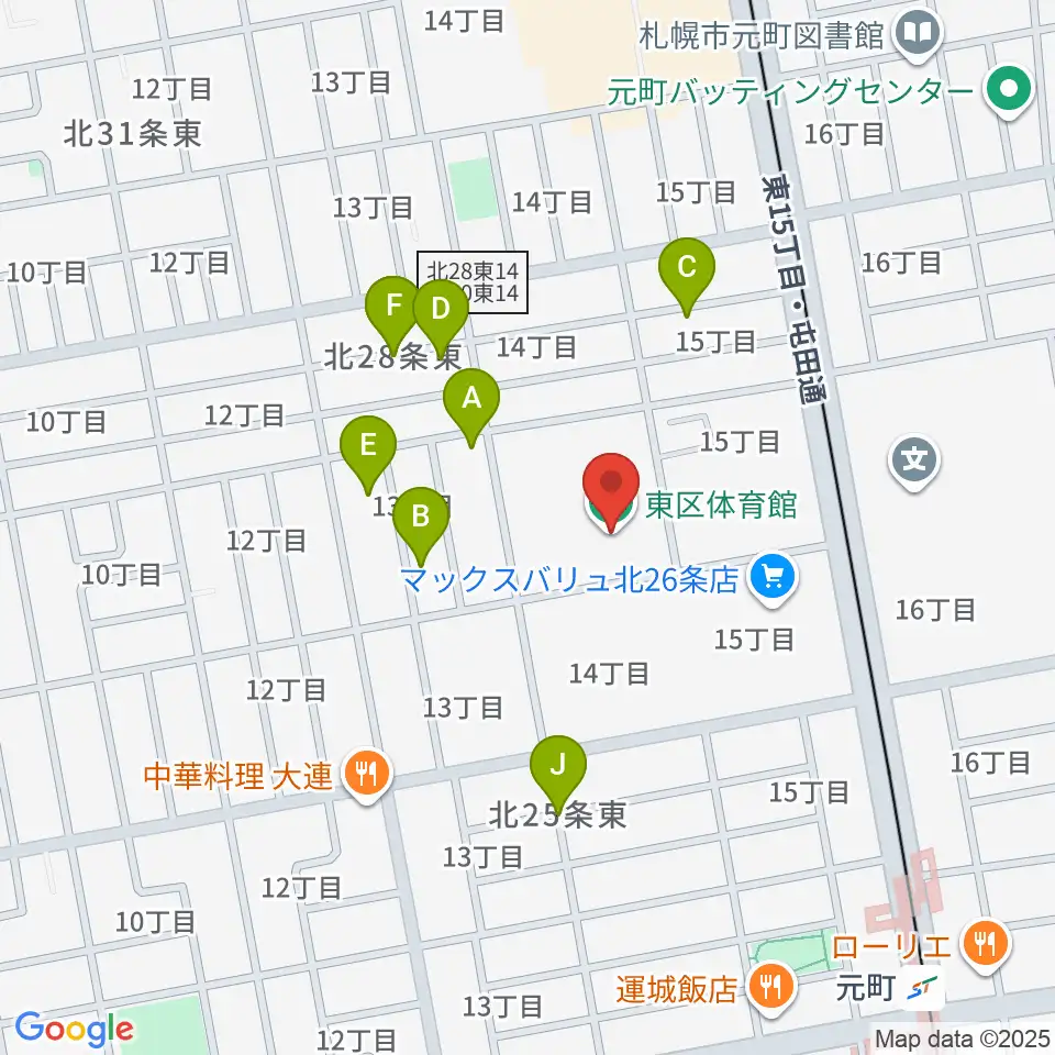 札幌市東区体育館周辺の駐車場・コインパーキング一覧地図
