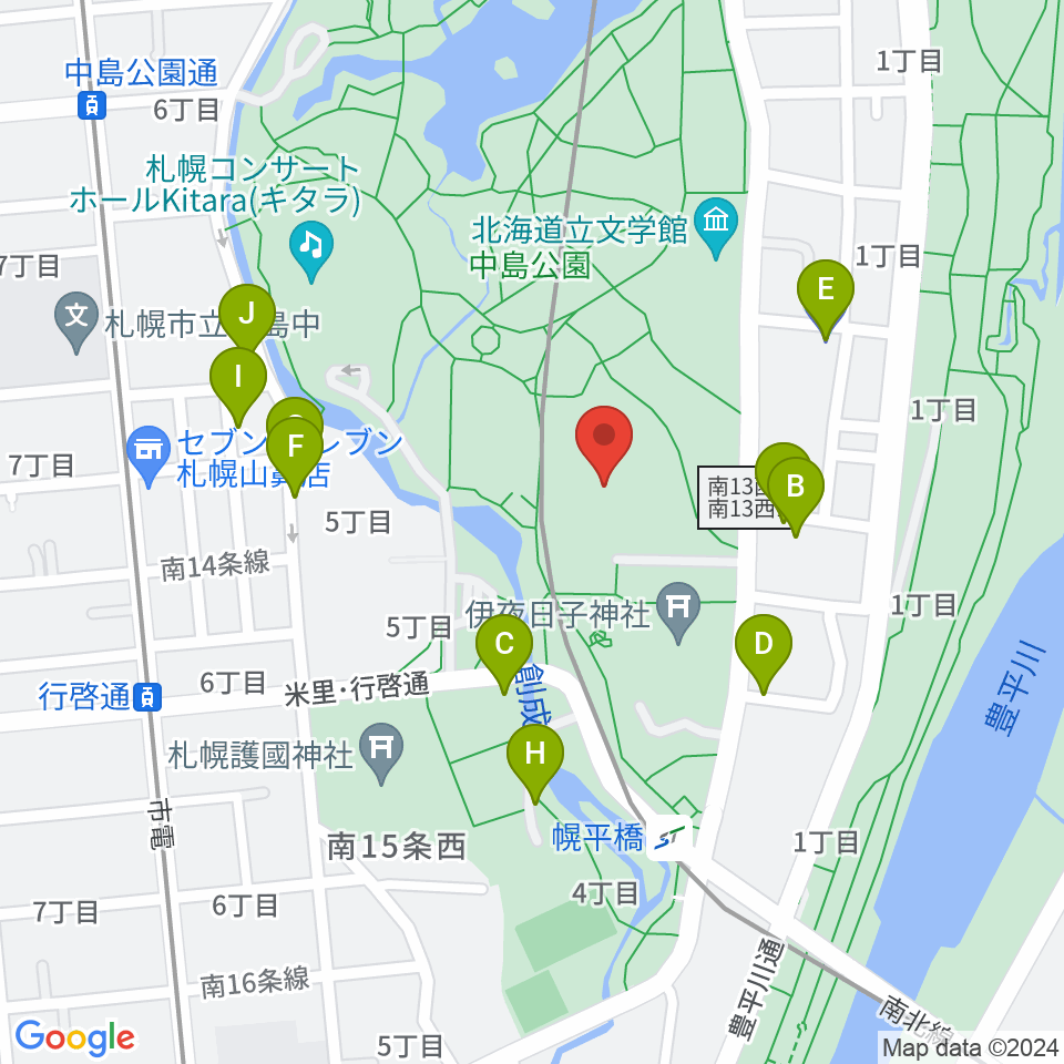 札幌市中島体育センター周辺の駐車場・コインパーキング一覧地図