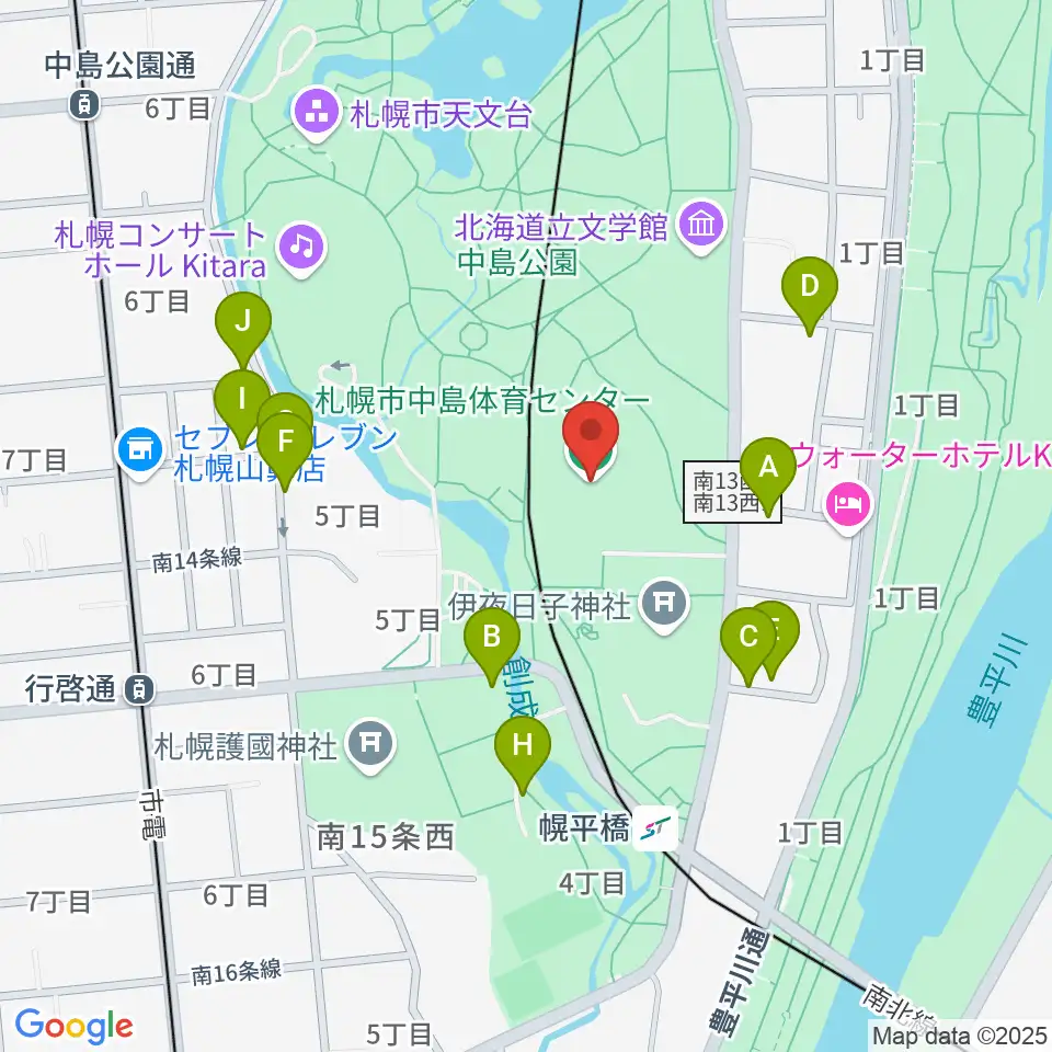 札幌市中島体育センター周辺の駐車場・コインパーキング一覧地図