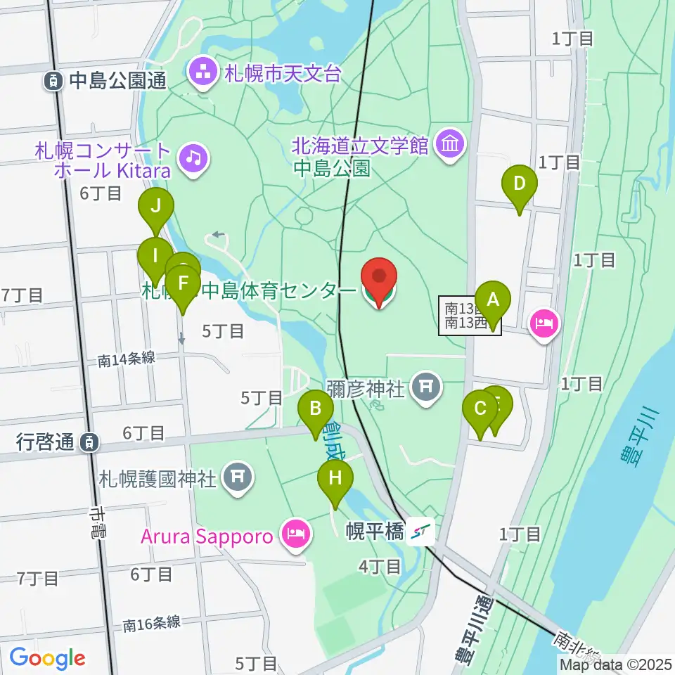 札幌市中島体育センター周辺の駐車場・コインパーキング一覧地図