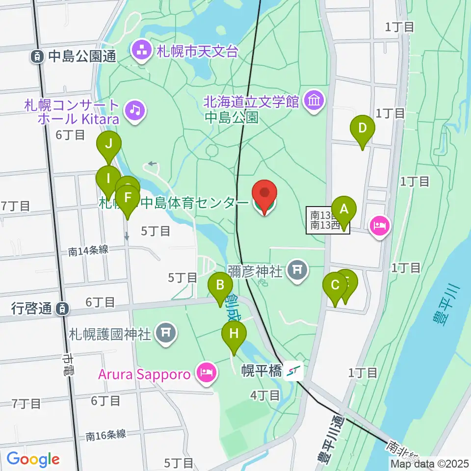札幌市中島体育センター周辺の駐車場・コインパーキング一覧地図