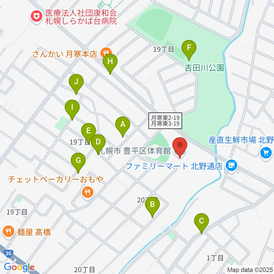 札幌市豊平区体育館周辺の駐車場・コインパーキング一覧地図