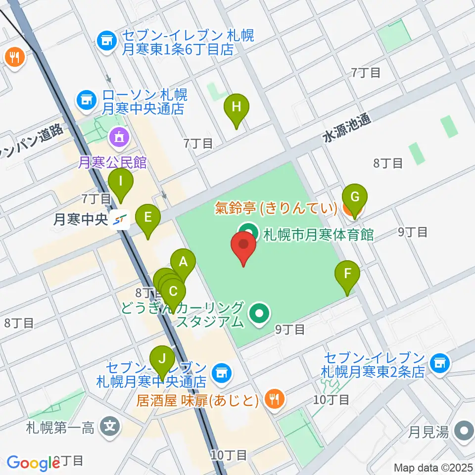 札幌市月寒体育館周辺の駐車場・コインパーキング一覧地図
