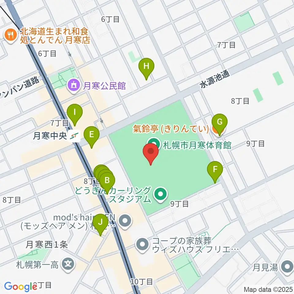 札幌市月寒体育館周辺の駐車場・コインパーキング一覧地図