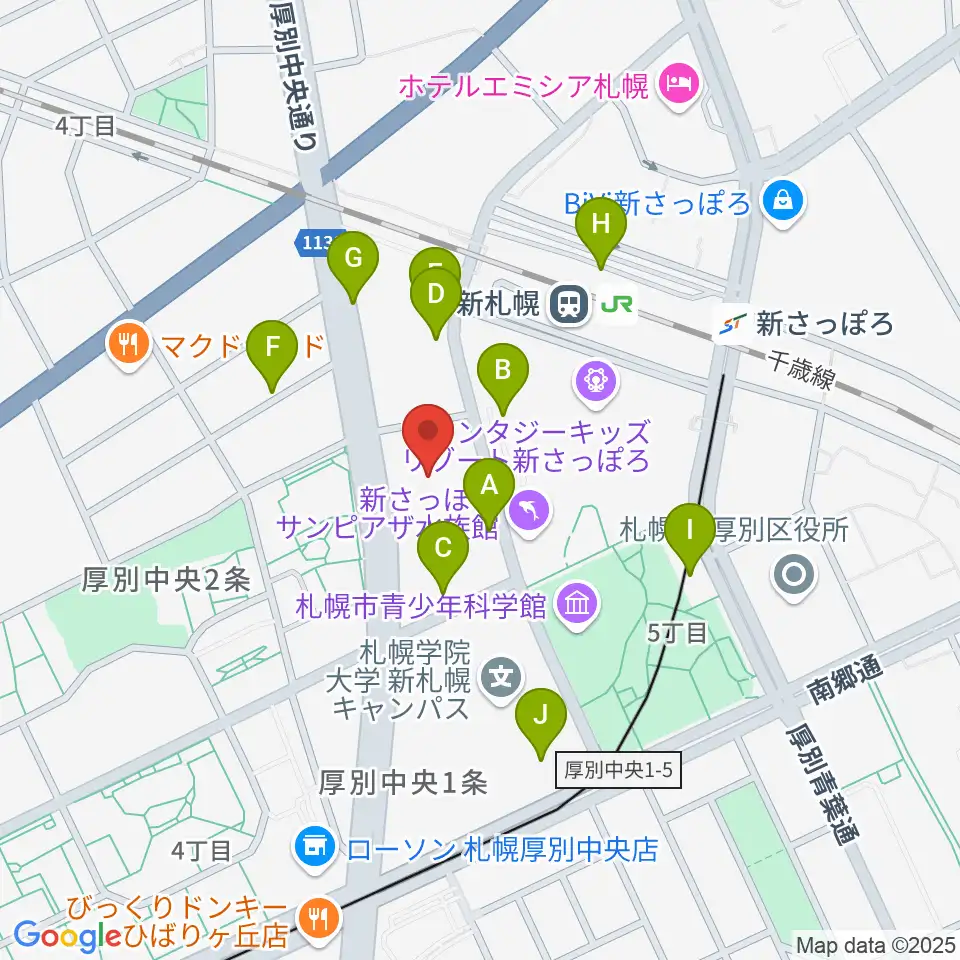 札幌市厚別区体育館周辺の駐車場・コインパーキング一覧地図
