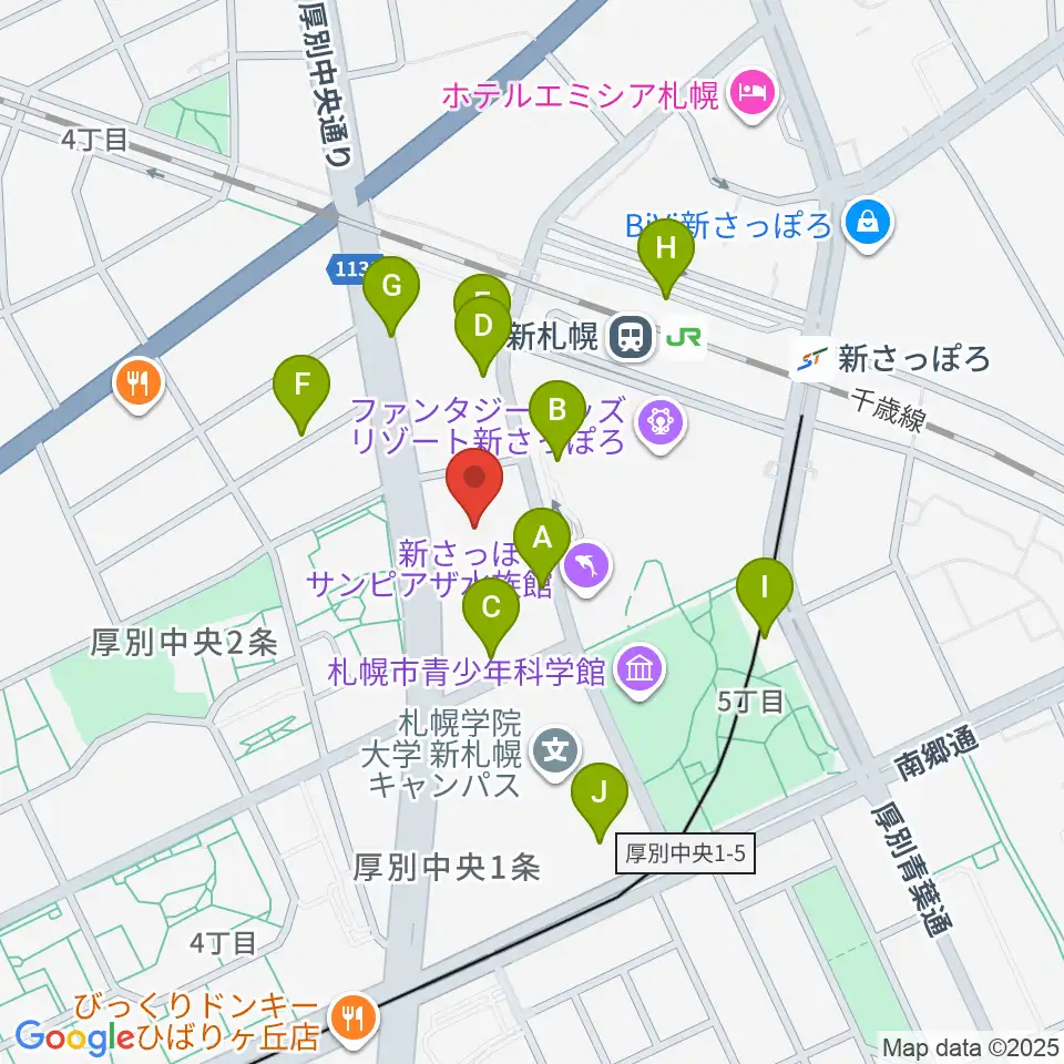 札幌市厚別区体育館周辺の駐車場・コインパーキング一覧地図