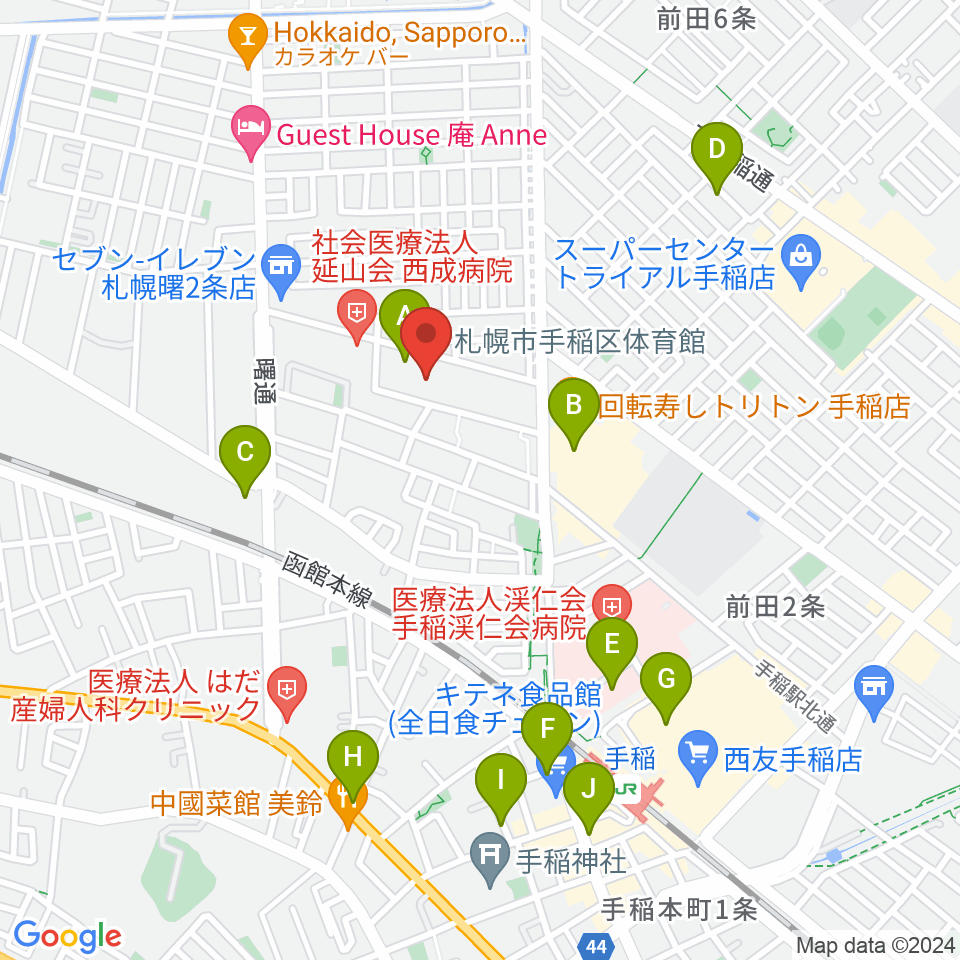 札幌市手稲区体育館周辺の駐車場・コインパーキング一覧地図