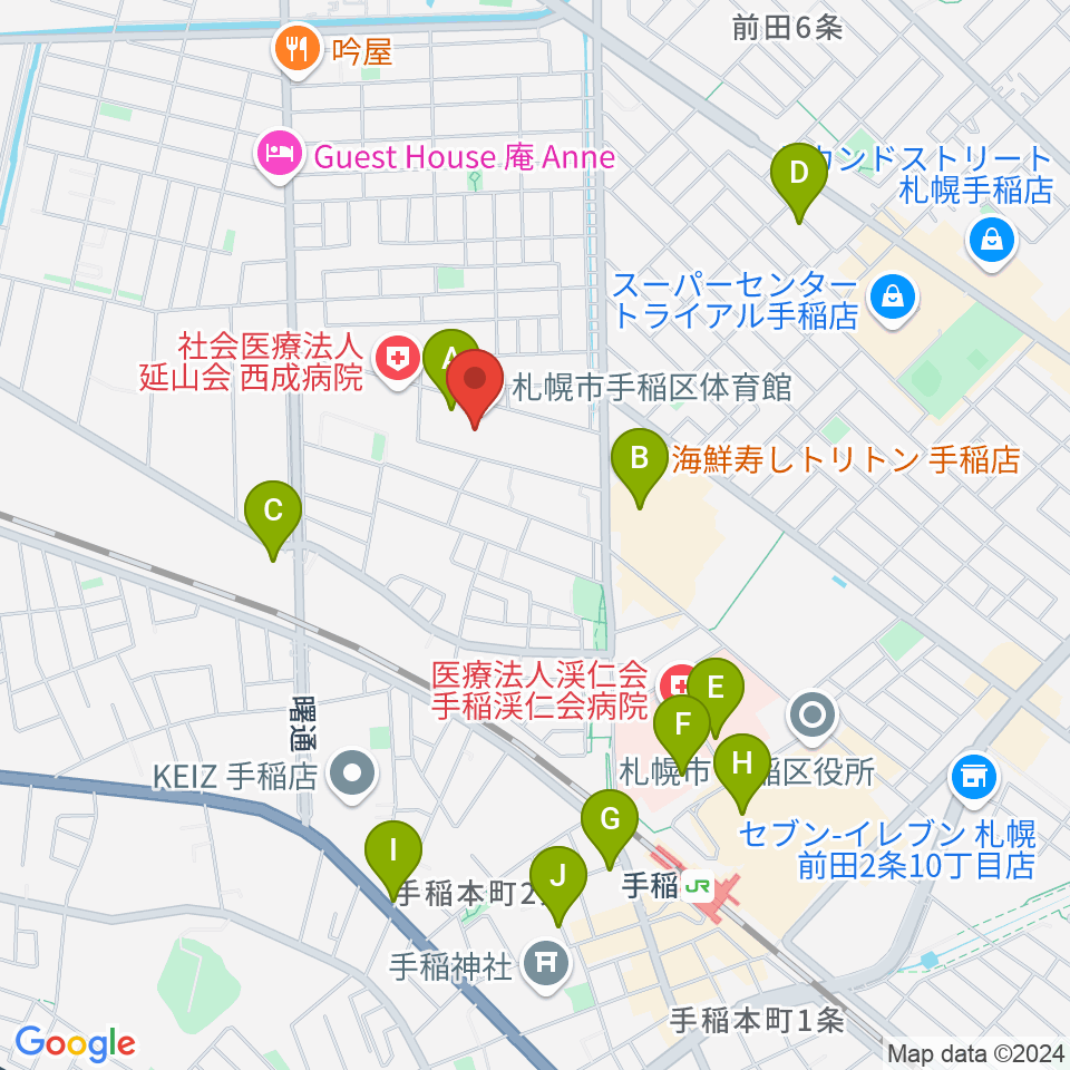 札幌市手稲区体育館周辺の駐車場・コインパーキング一覧地図