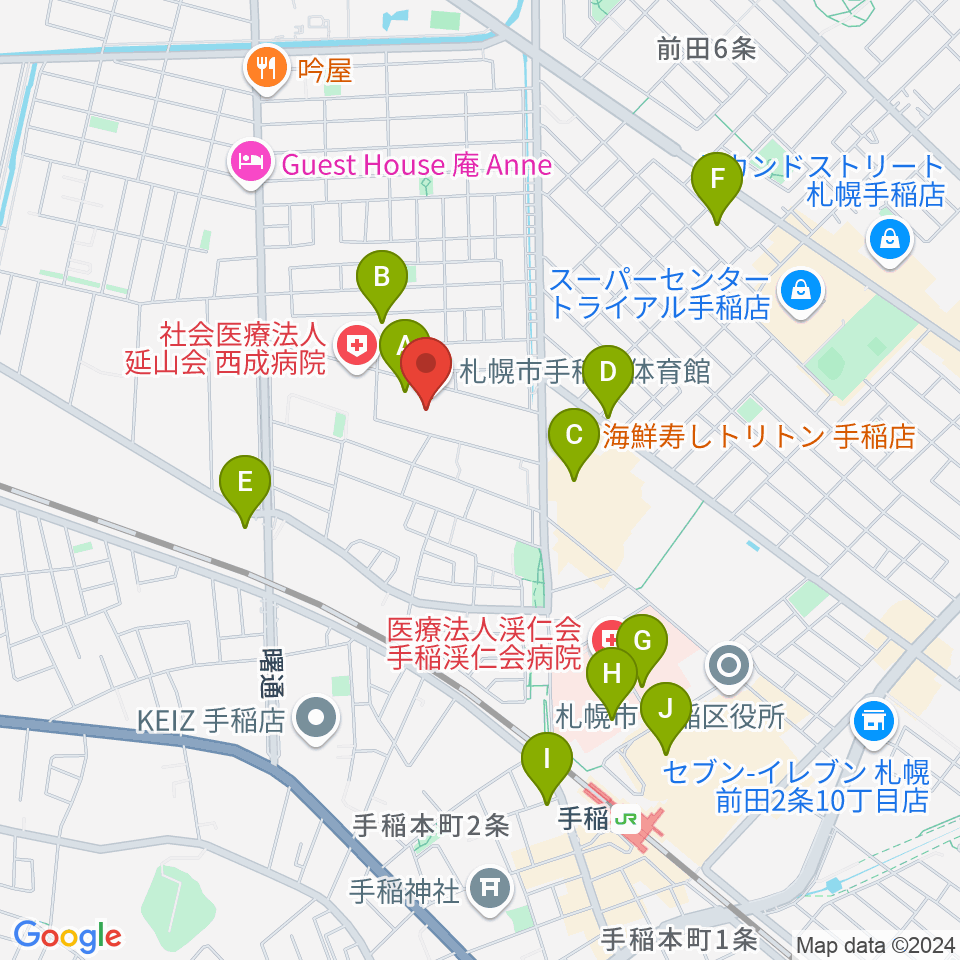 札幌市手稲区体育館周辺の駐車場・コインパーキング一覧地図