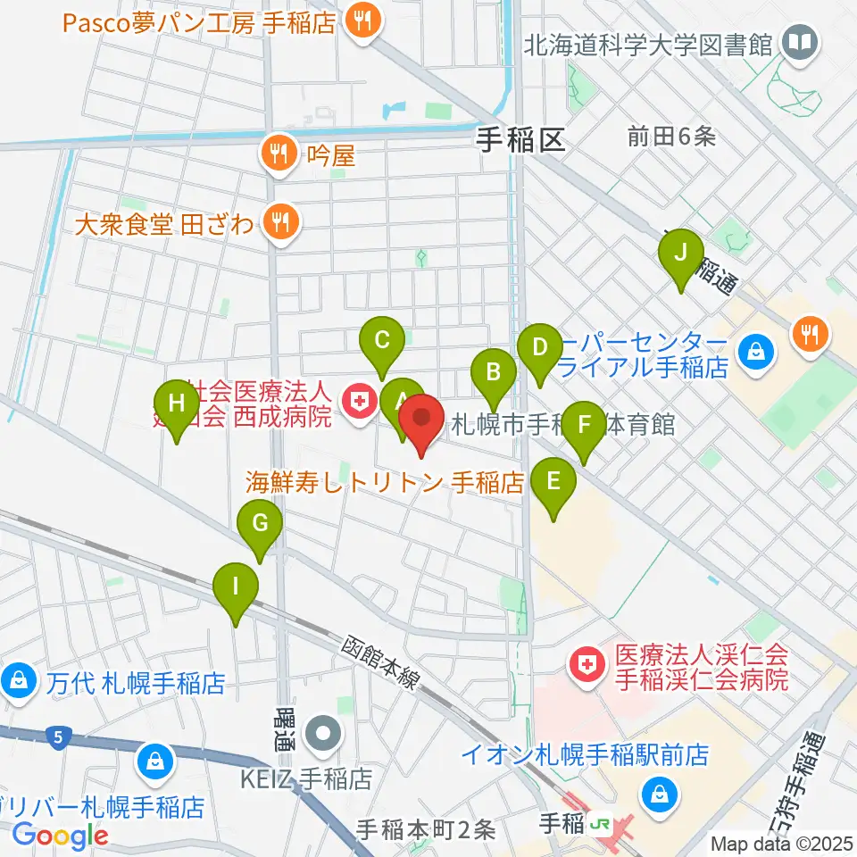 札幌市手稲区体育館周辺の駐車場・コインパーキング一覧地図