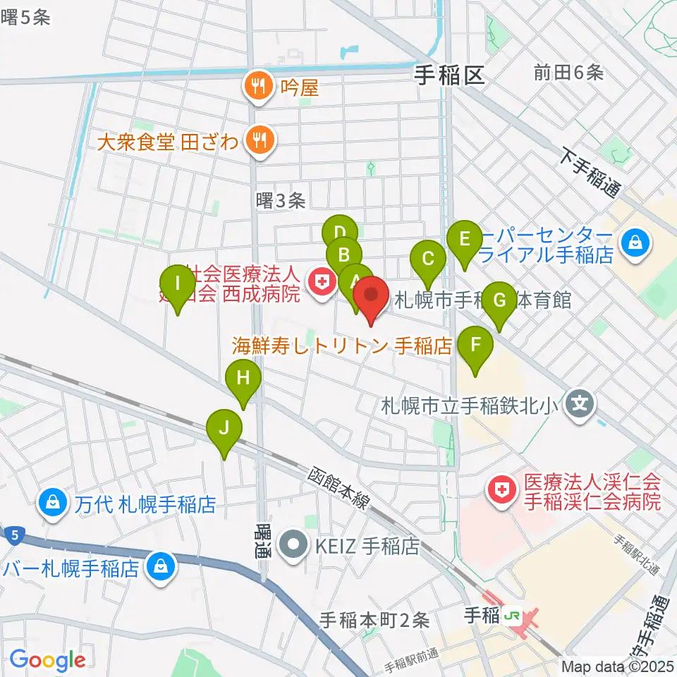 札幌市手稲区体育館周辺の駐車場・コインパーキング一覧地図