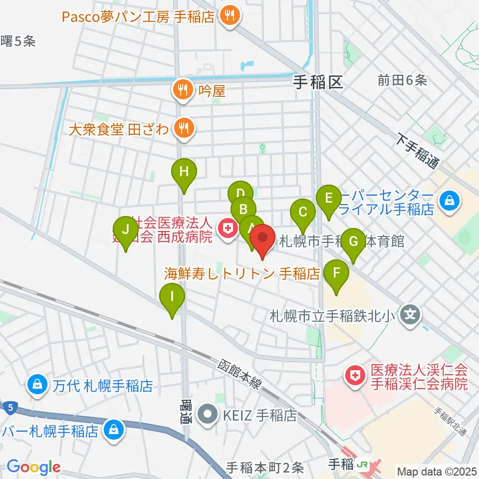 札幌市手稲区体育館周辺の駐車場・コインパーキング一覧地図
