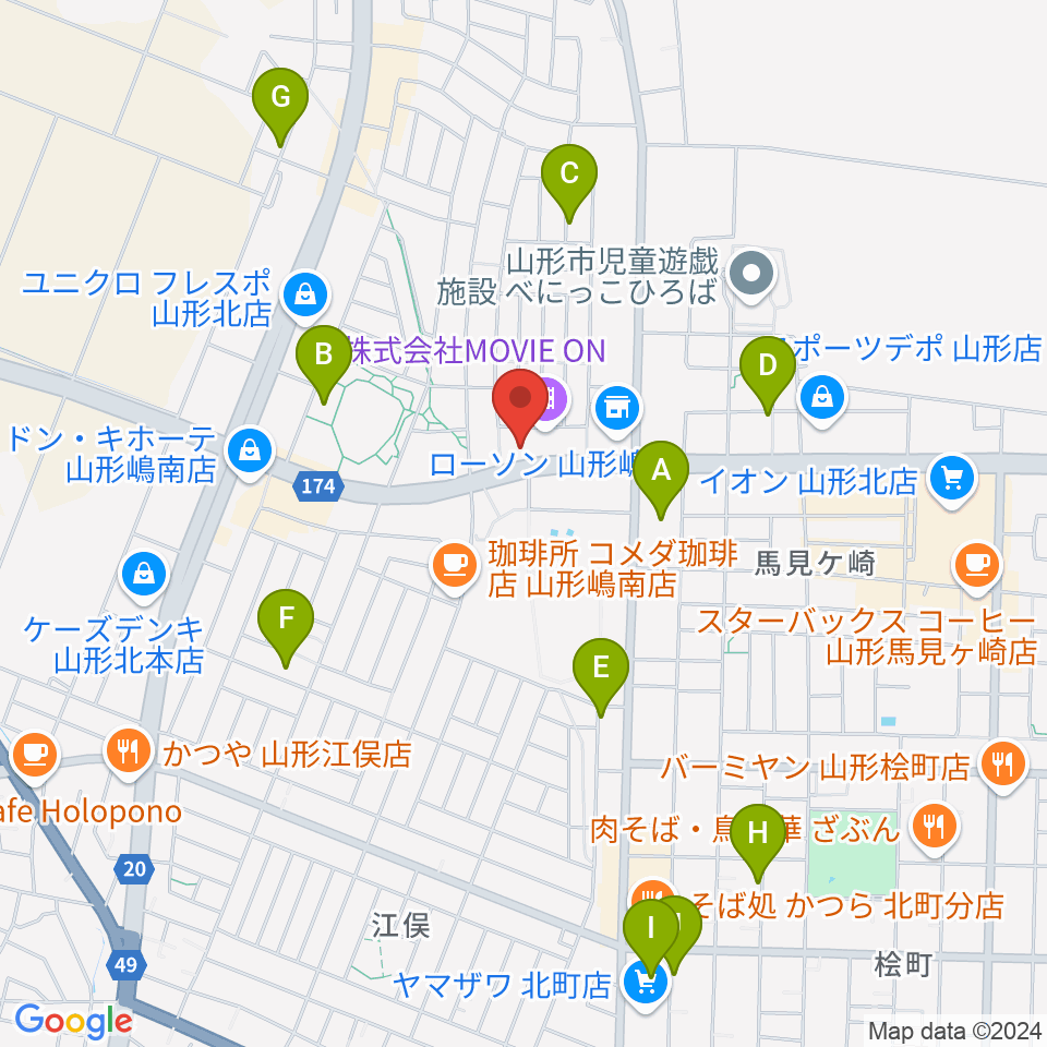 MOVIE ON やまがた周辺の駐車場・コインパーキング一覧地図