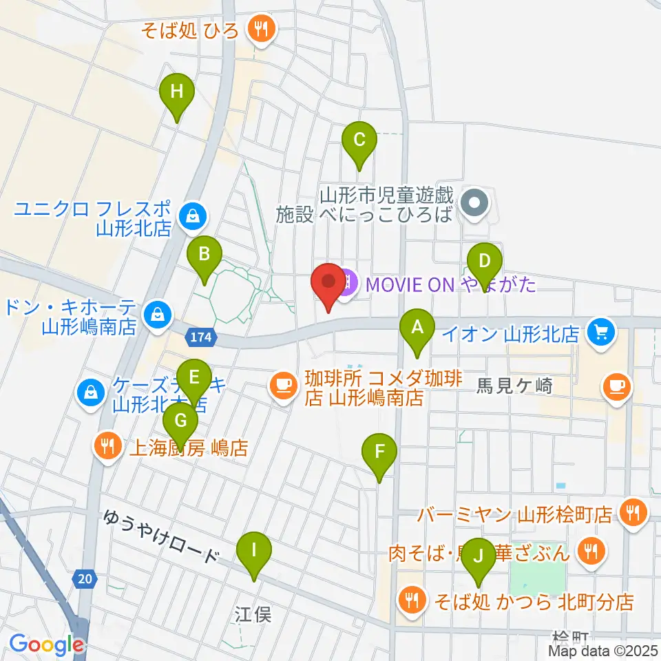 MOVIE ON やまがた周辺の駐車場・コインパーキング一覧地図