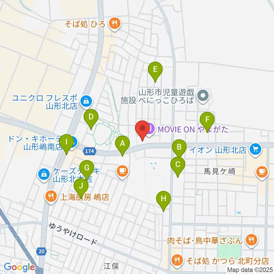 MOVIE ON やまがた周辺の駐車場・コインパーキング一覧地図