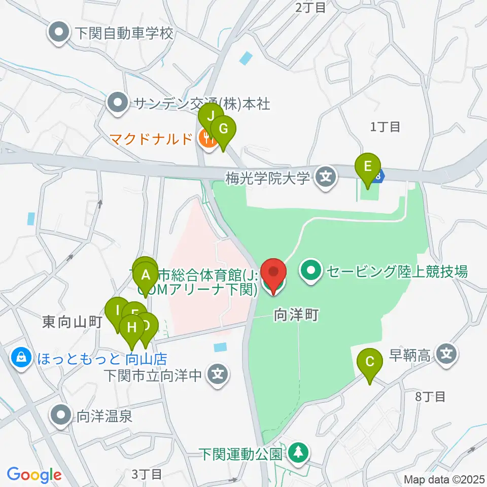 J:COMアリーナ下関周辺の駐車場・コインパーキング一覧地図
