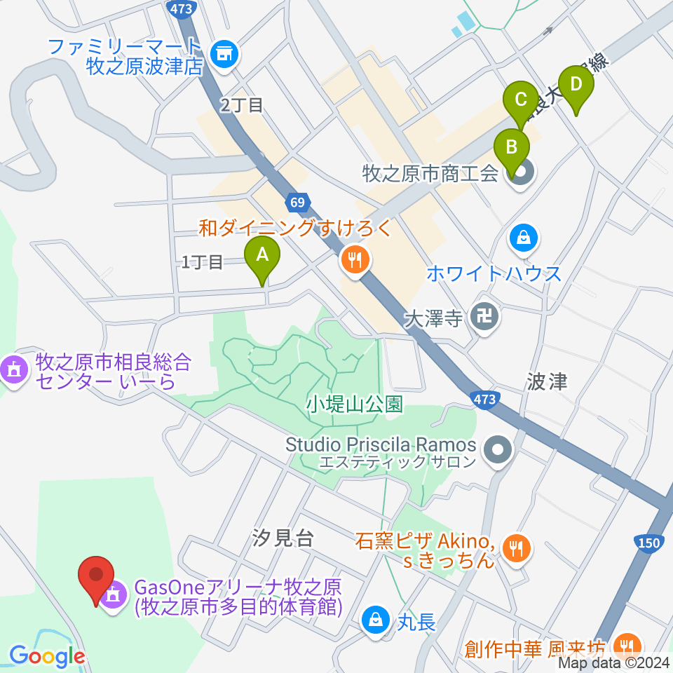 GasOneアリーナ牧之原周辺の駐車場・コインパーキング一覧地図