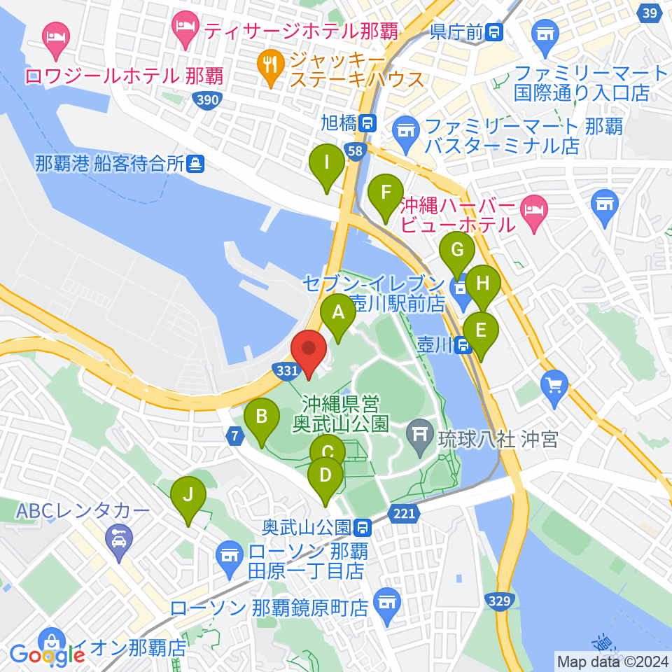 沖縄県立武道館周辺の駐車場・コインパーキング一覧地図