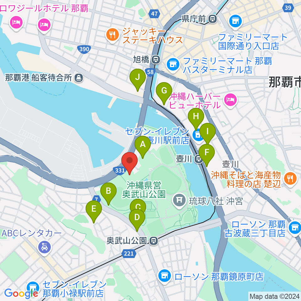 沖縄県立武道館周辺の駐車場・コインパーキング一覧地図