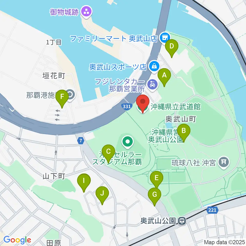 沖縄県立武道館周辺の駐車場・コインパーキング一覧地図