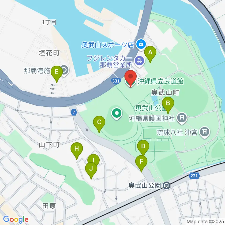 沖縄県立武道館周辺の駐車場・コインパーキング一覧地図