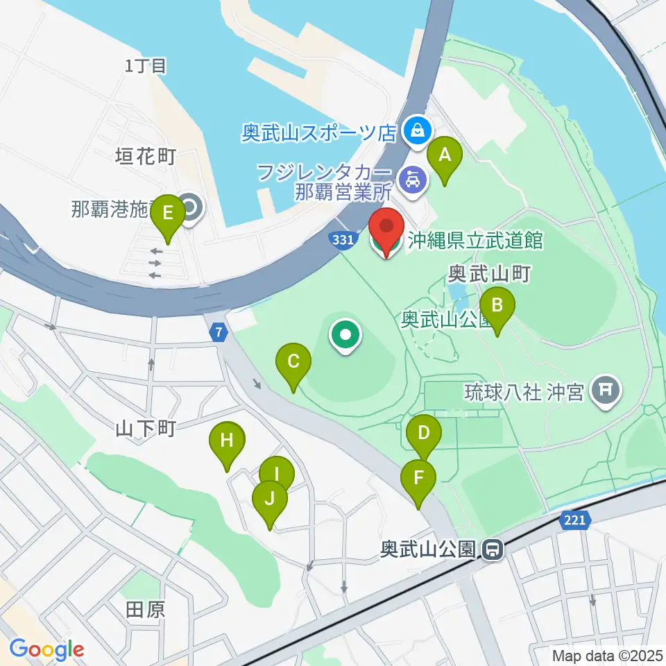沖縄県立武道館周辺の駐車場・コインパーキング一覧地図