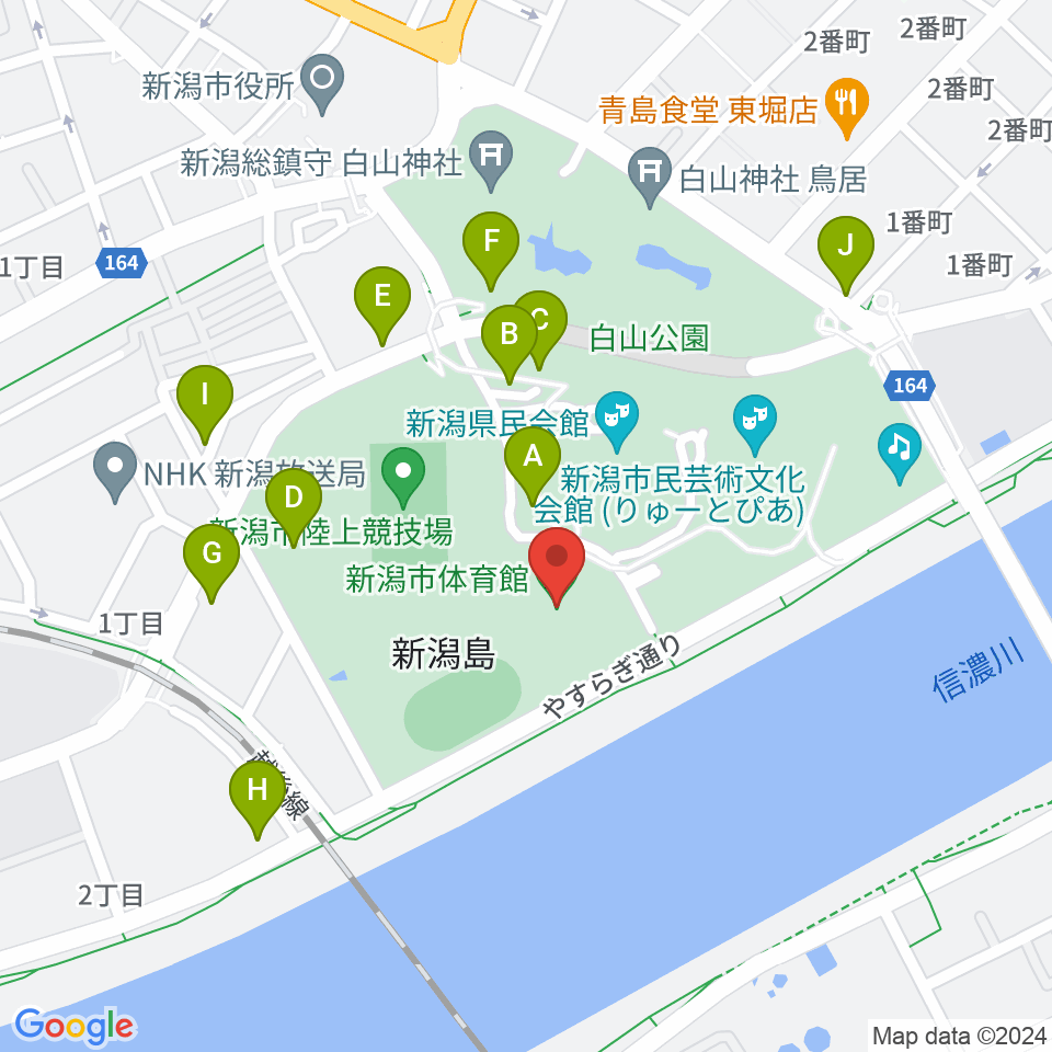 新潟市体育館周辺の駐車場・コインパーキング一覧地図
