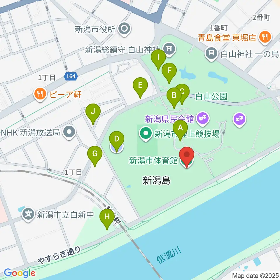 新潟市体育館周辺の駐車場・コインパーキング一覧地図