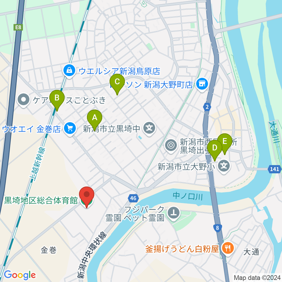 黒埼地区総合体育館周辺の駐車場・コインパーキング一覧地図