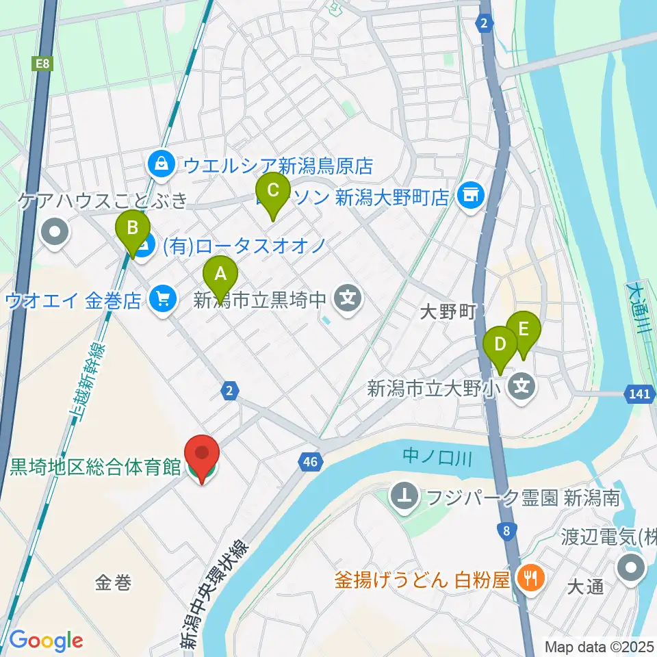 黒埼地区総合体育館周辺の駐車場・コインパーキング一覧地図