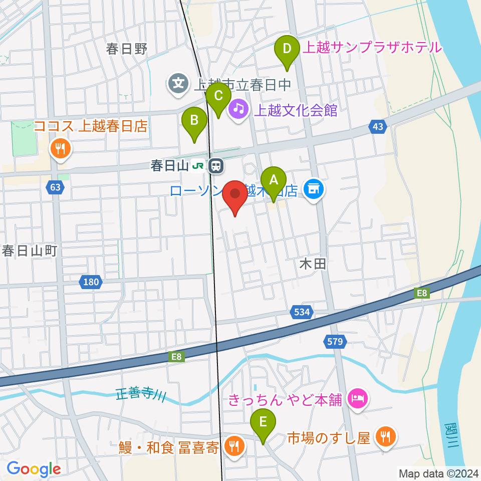 上越市総合体育館周辺の駐車場・コインパーキング一覧地図