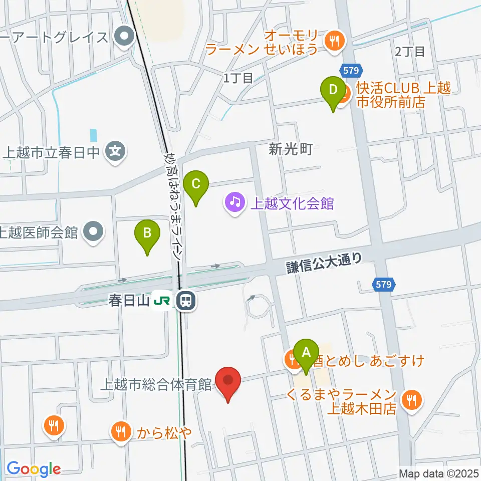 上越市総合体育館周辺の駐車場・コインパーキング一覧地図