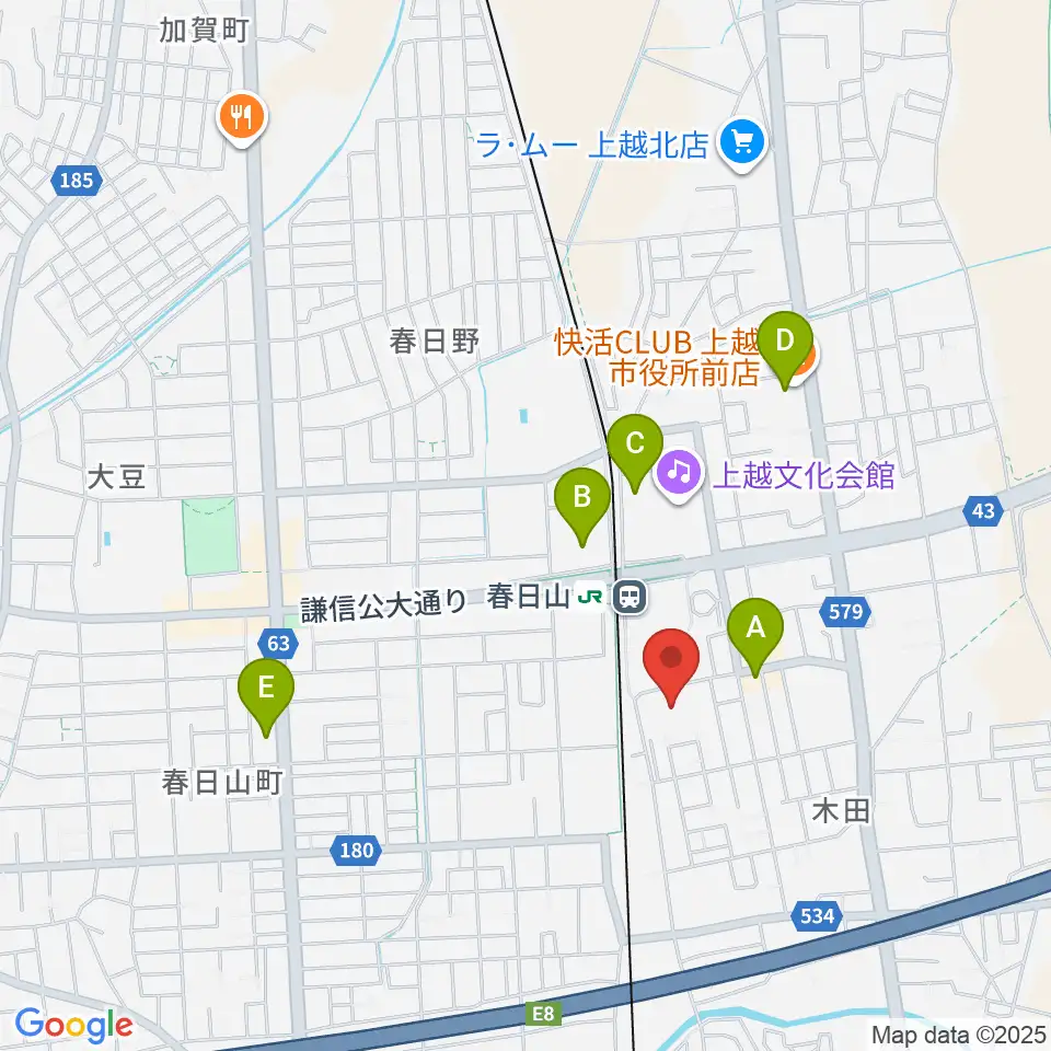 上越市総合体育館周辺の駐車場・コインパーキング一覧地図