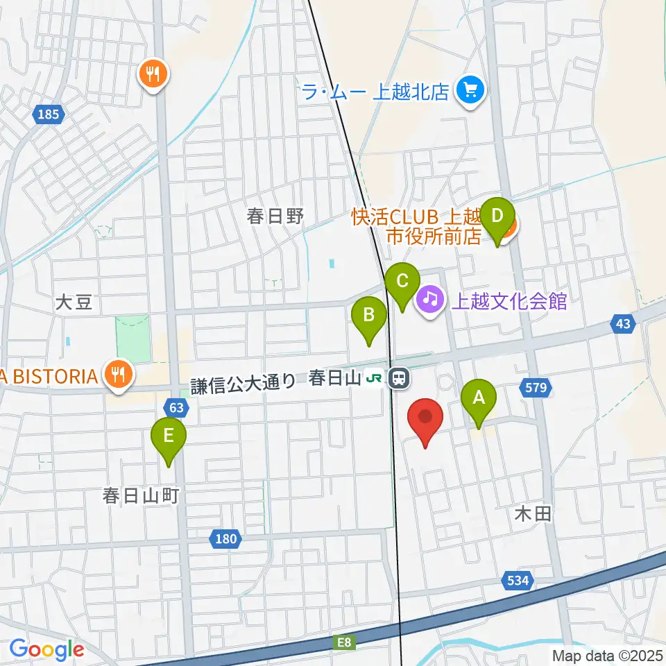 上越市総合体育館周辺の駐車場・コインパーキング一覧地図