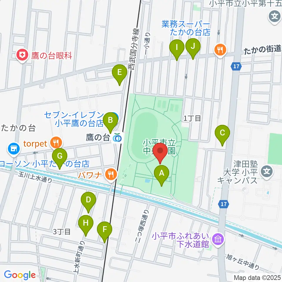 小平市民総合体育館周辺の駐車場・コインパーキング一覧地図
