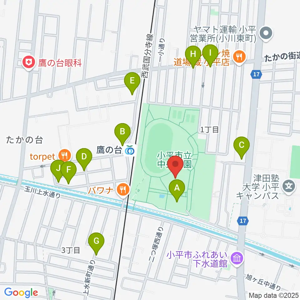 小平市民総合体育館周辺の駐車場・コインパーキング一覧地図