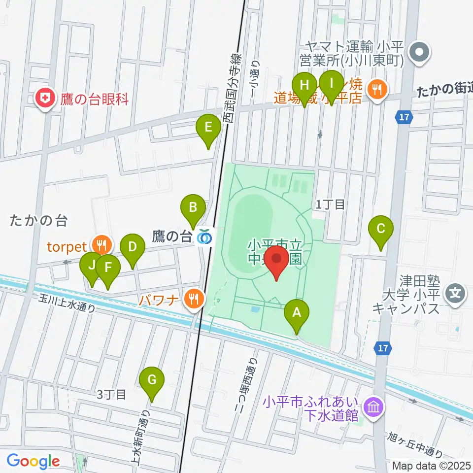 小平市民総合体育館周辺の駐車場・コインパーキング一覧地図